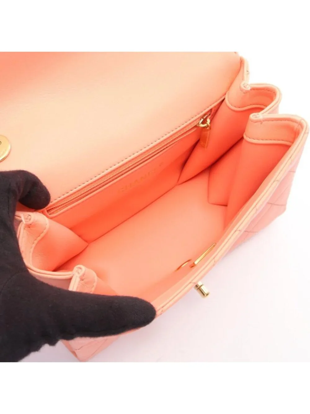 Chanel Shoulder Bag Quilted 2-Way Salmon Pink Lambskin Chain